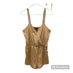 Light coffee leopard silky romper pajamas lingerie Inc intimates cozy pockets